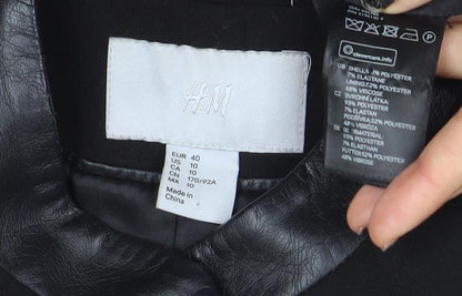 Womens UK Size 12 H&M Black Overcoat