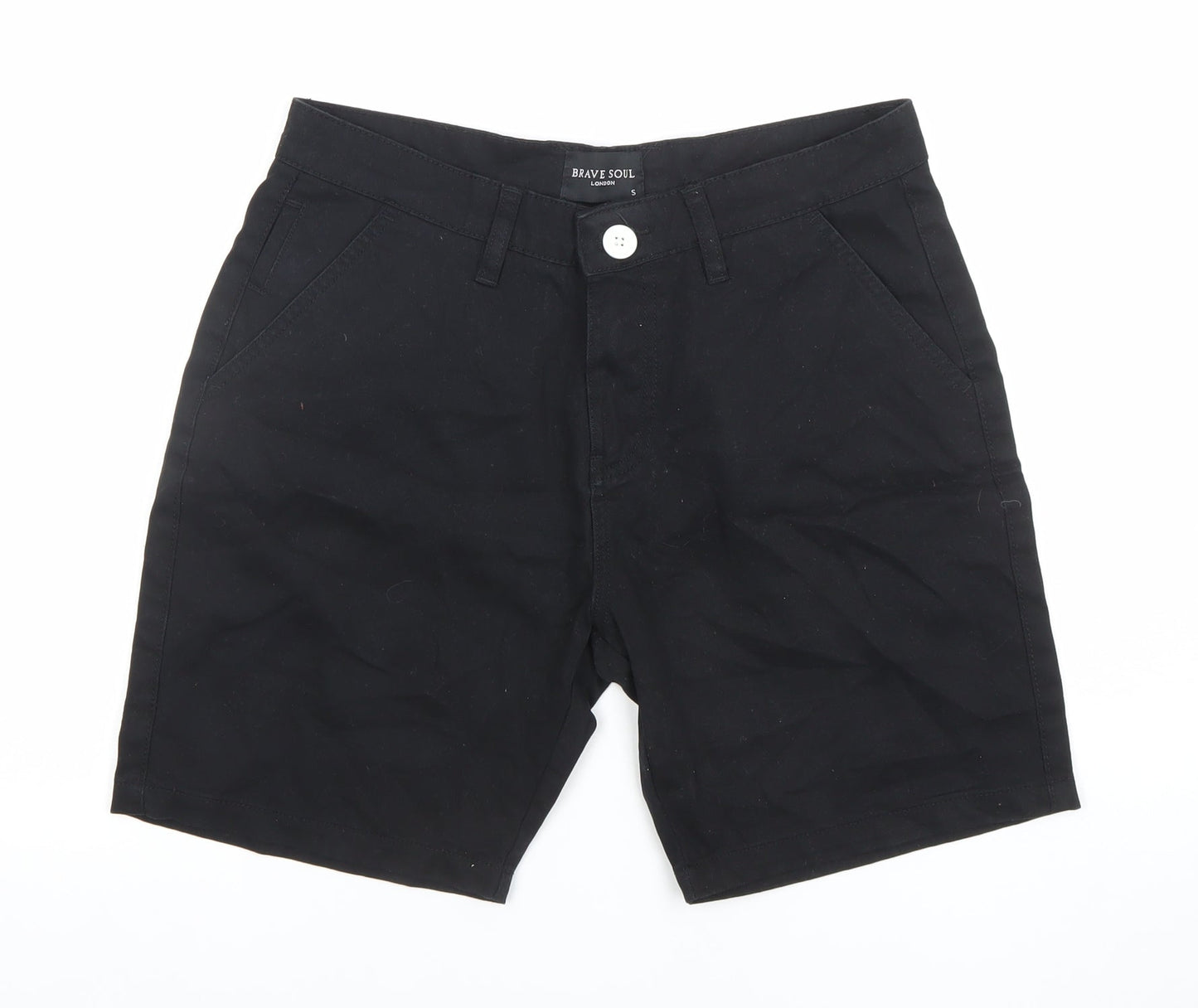 Brave Soul Men's Black Chino Shorts Size S Casual Cotton Blend