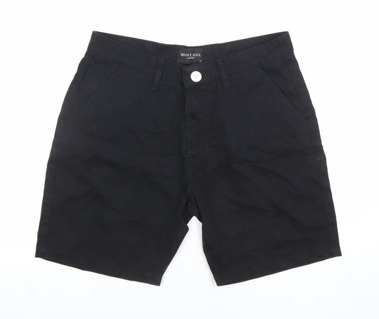 Brave Soul Men's Black Chino Shorts Size S Casual Cotton Blend