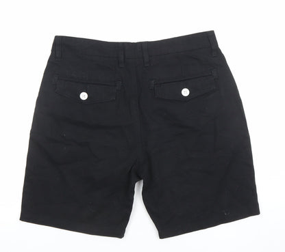 Brave Soul Men's Black Chino Shorts Size S Casual Cotton Blend