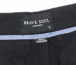 Brave Soul Men's Black Chino Shorts Size S Casual Cotton Blend