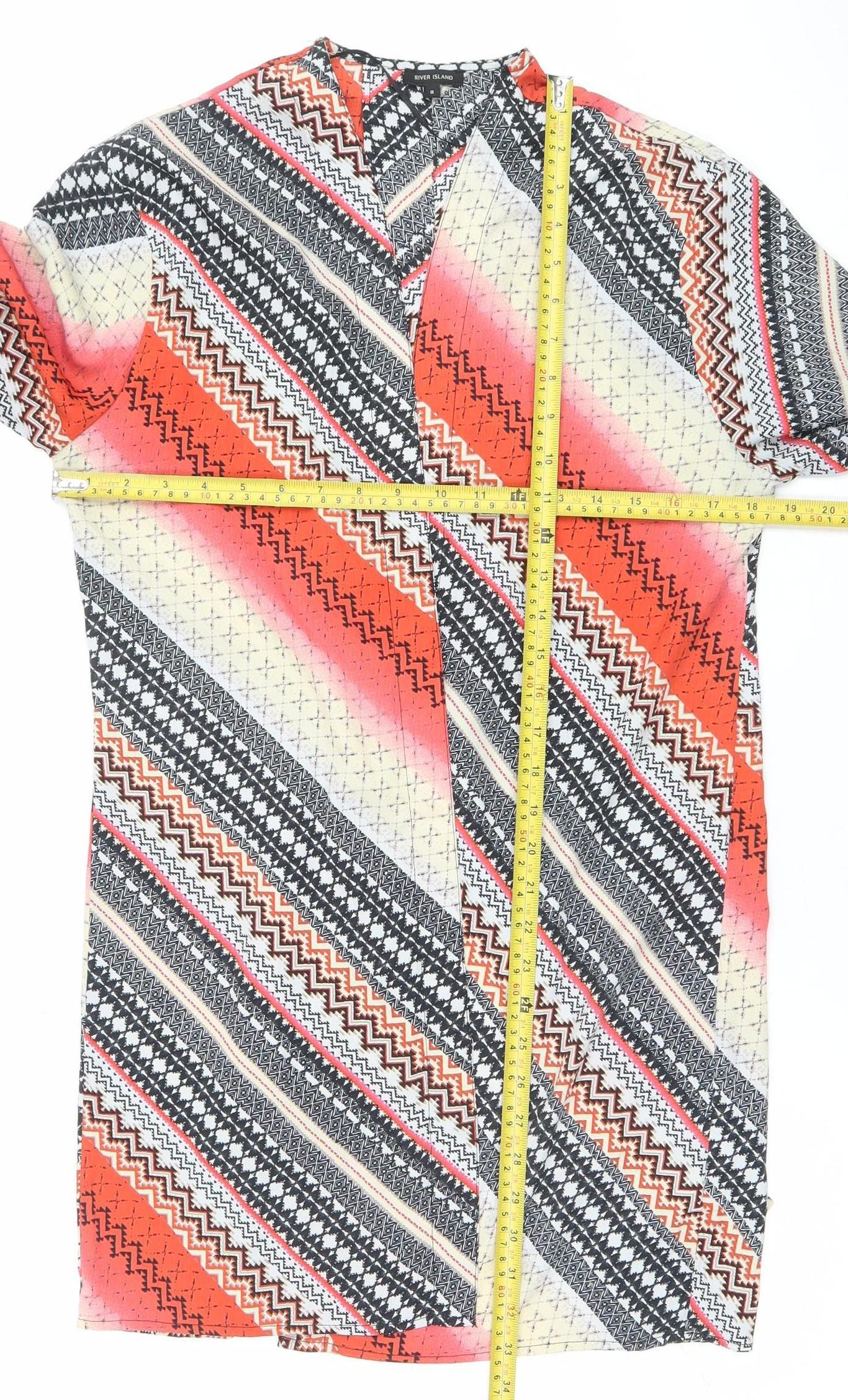 Womens UK Size 8 River Island Multicoloured Tunic Blouse