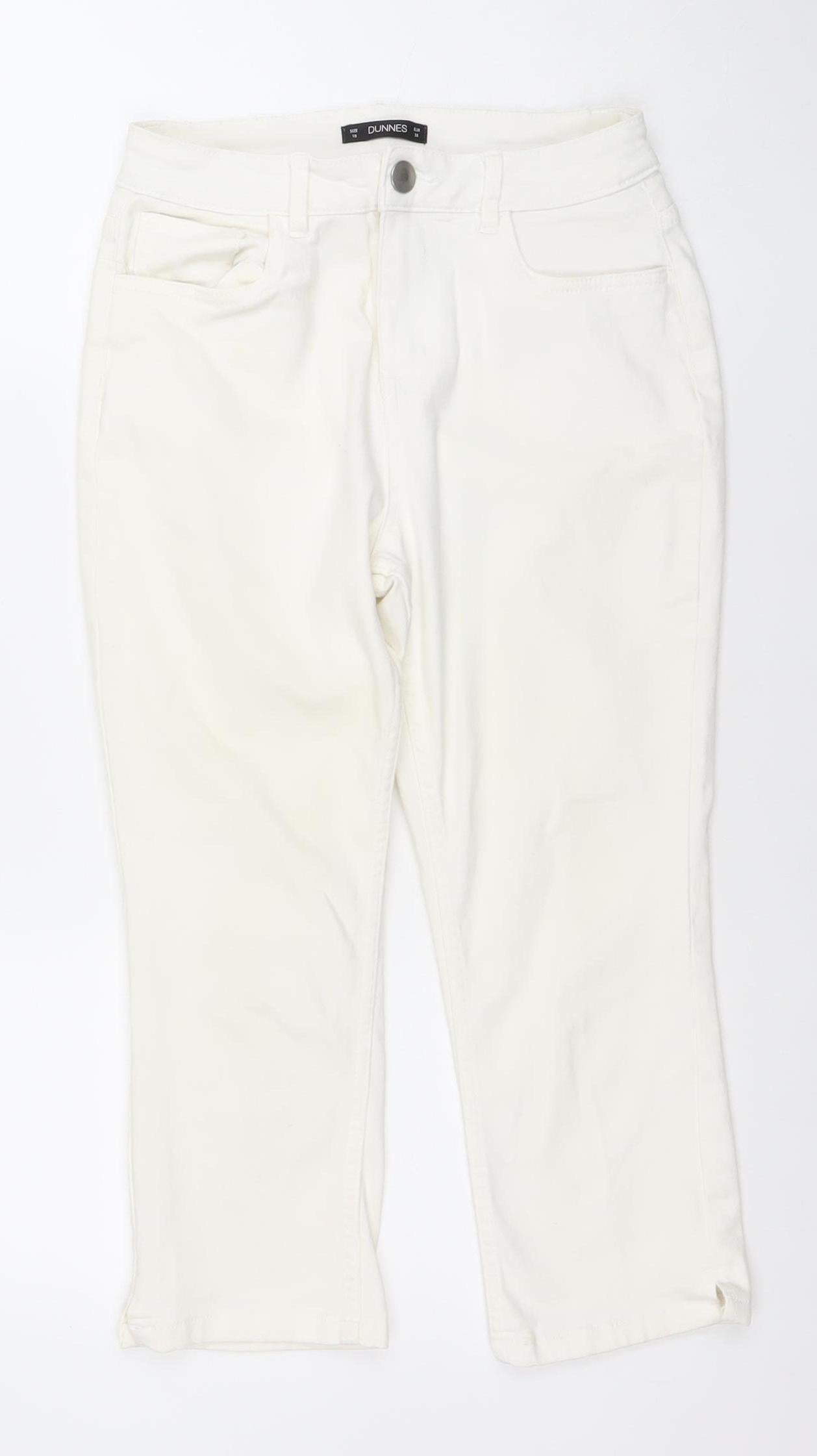 Womens UK Size 10 Dunnes Regular Fit Straight Ivory Jeans