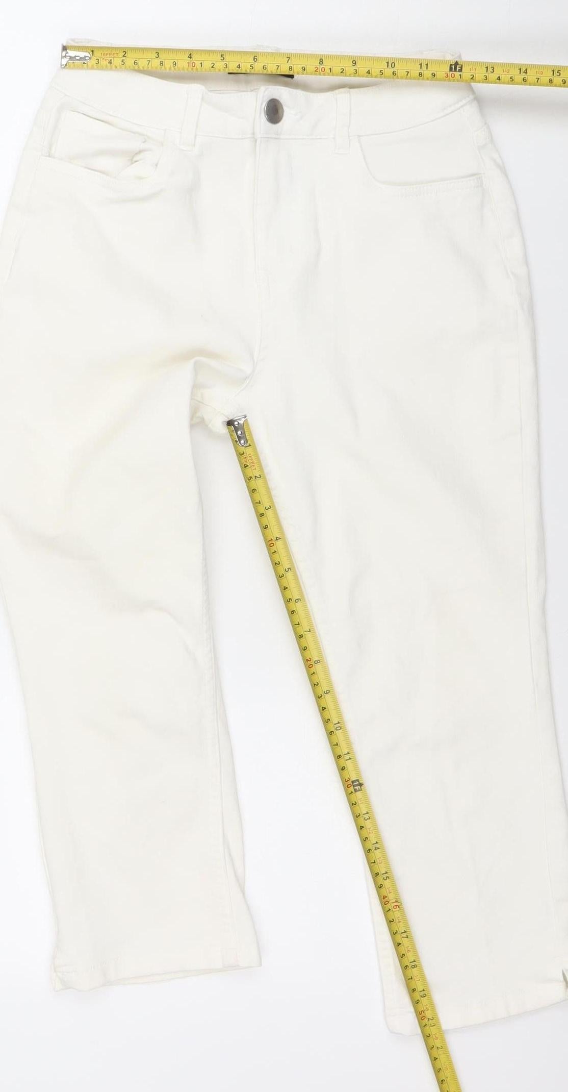 Womens UK Size 10 Dunnes Regular Fit Straight Ivory Jeans
