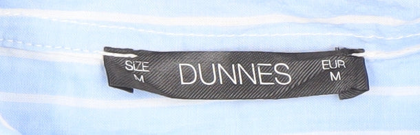 Dunnes Women Blue Striped Cotton Long Sleeve Button-Up Shirt M