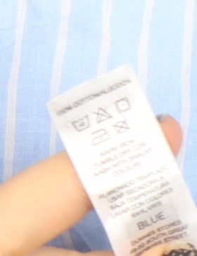 Dunnes Women Blue Striped Cotton Long Sleeve Button-Up Shirt M