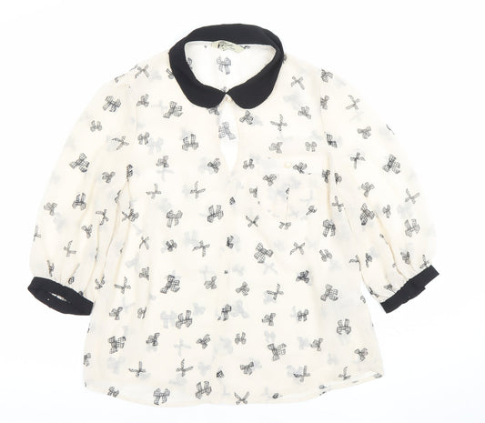 Womens UK Size 12 New Look Ivory Basic Blouse
