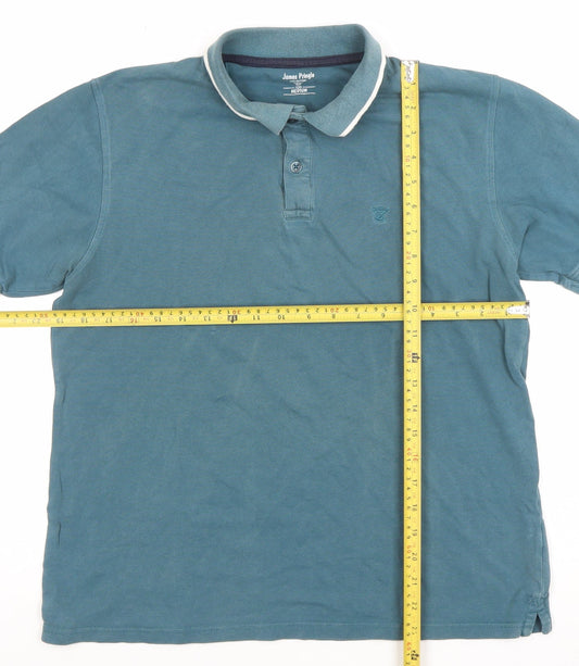 James Pringle Men’s Blue Cotton Short Sleeve Polo Shirt Size M