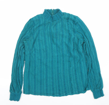 Womens UK Size M Gallery Blue Jersey Blouse
