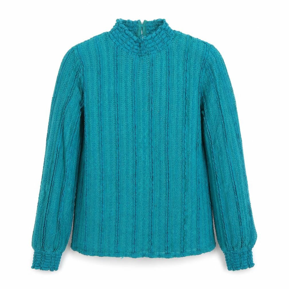 Womens UK Size M Gallery Blue Jersey Blouse