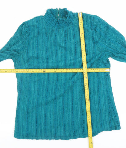 Womens UK Size M Gallery Blue Jersey Blouse