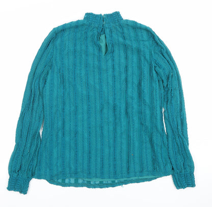 Womens UK Size M Gallery Blue Jersey Blouse