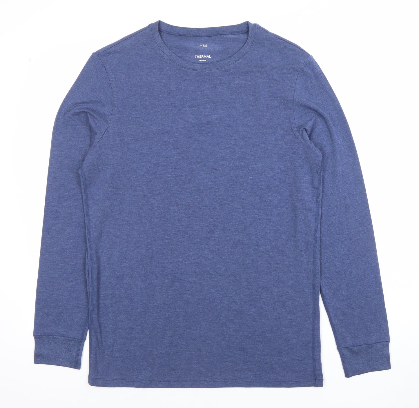 Marks and Spencer Men’s Blue Thermal Long Sleeve T-Shirt Medium