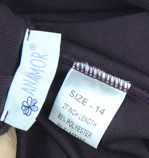 Womens UK Size 14 Anamor Regular Fit Ankle Purple Trousers