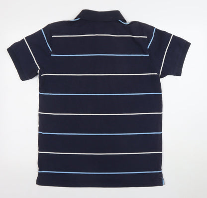Manchester City Men's Navy Blue Striped Polo Shirt Size M