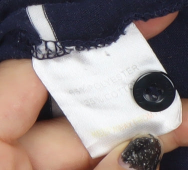 Manchester City Men's Navy Blue Striped Polo Shirt Size M