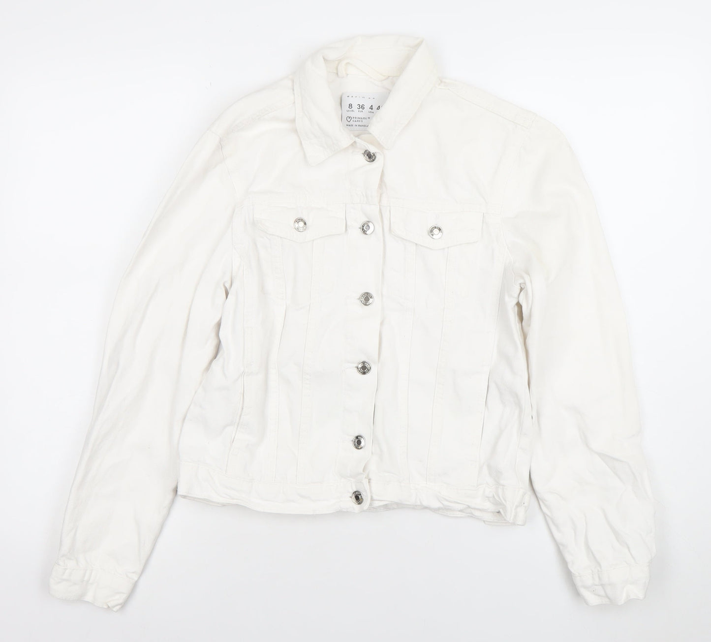 Primark Women’s White Denim Co. Cotton Button Jacket Size 8