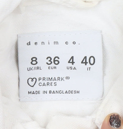 Primark Women’s White Denim Co. Cotton Button Jacket Size 8