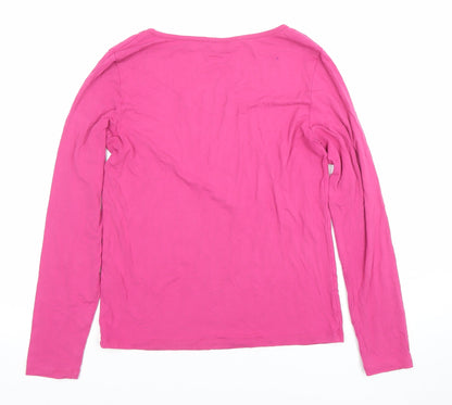 Lands' End Women's Pink Long Sleeve Basic Jersey Cotton Top S