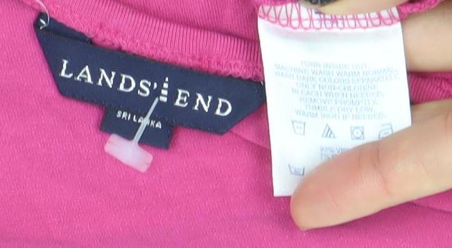 Lands' End Women's Pink Long Sleeve Basic Jersey Cotton Top S