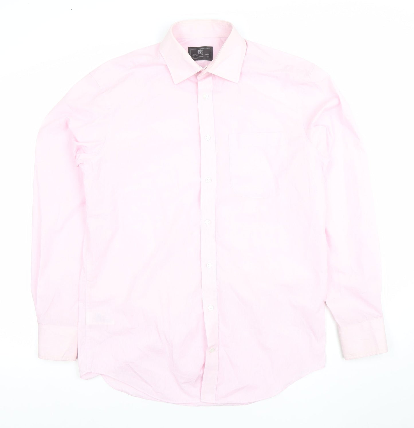 Mens UK Collar Size M Marks and Spencer Smart Pink  Dress Shirt