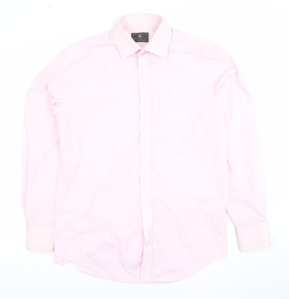 Mens UK Collar Size M Marks and Spencer Smart Pink  Dress Shirt