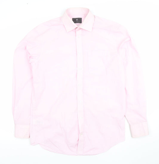 Mens UK Collar Size M Marks and Spencer Smart Pink  Dress Shirt