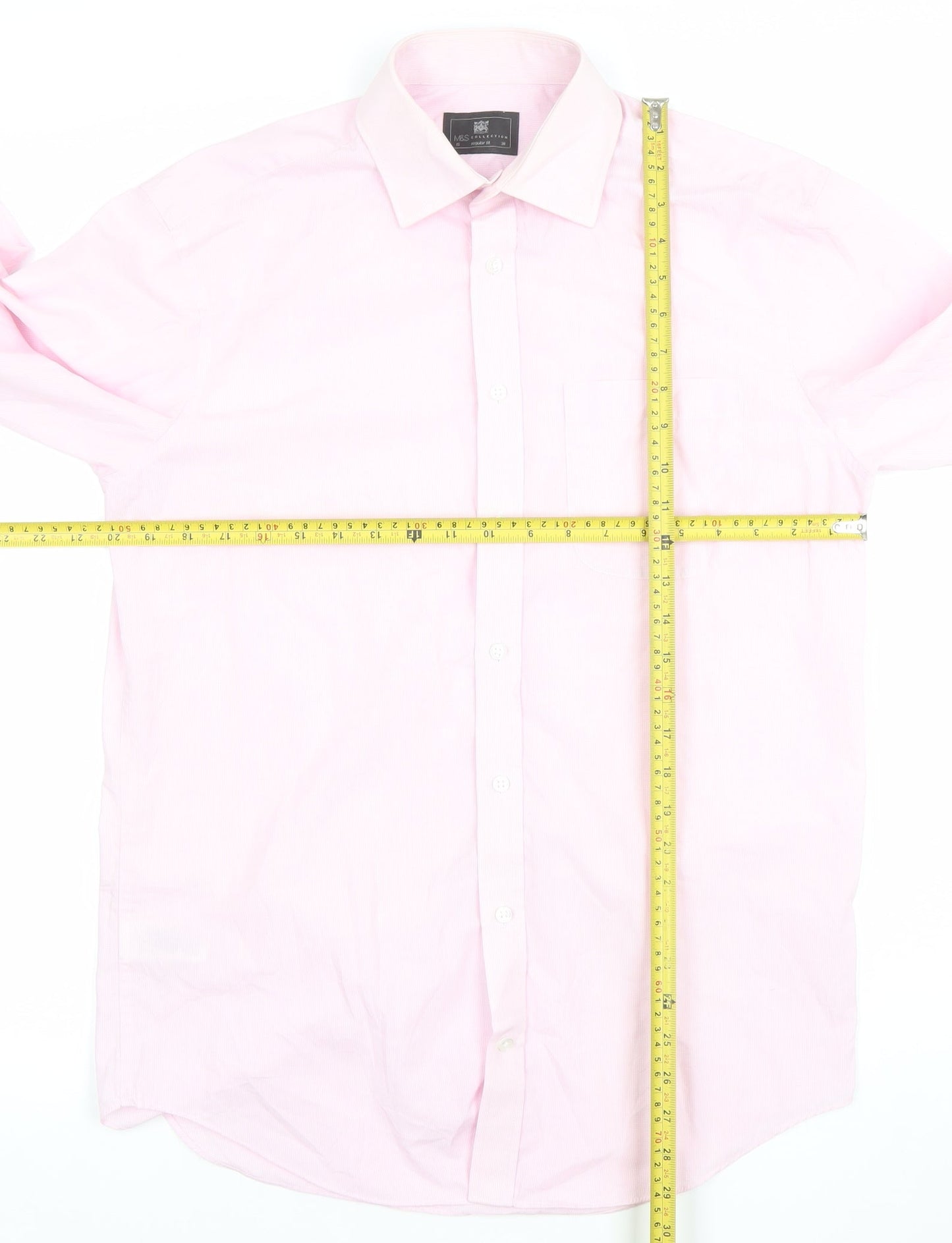 Mens UK Collar Size M Marks and Spencer Smart Pink  Dress Shirt