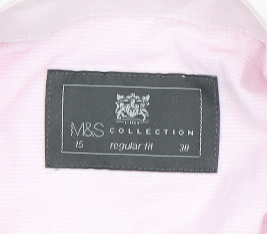 Mens UK Collar Size M Marks and Spencer Smart Pink  Dress Shirt