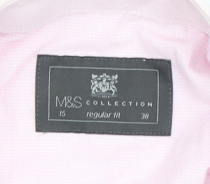 Mens UK Collar Size M Marks and Spencer Smart Pink  Dress Shirt