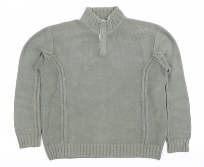 Marks and Spencer Men's Green Medium 1/4 Zip Knitted Jumper