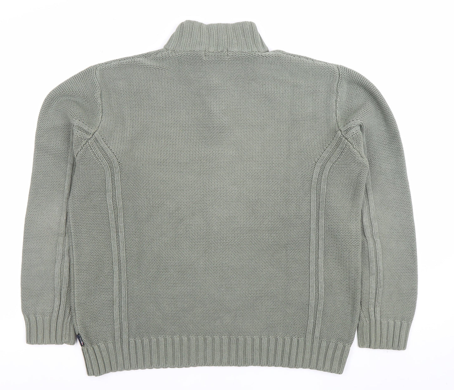 Marks and Spencer Men's Green Medium 1/4 Zip Knitted Jumper