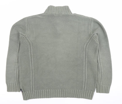 Marks and Spencer Men's Green Medium 1/4 Zip Knitted Jumper