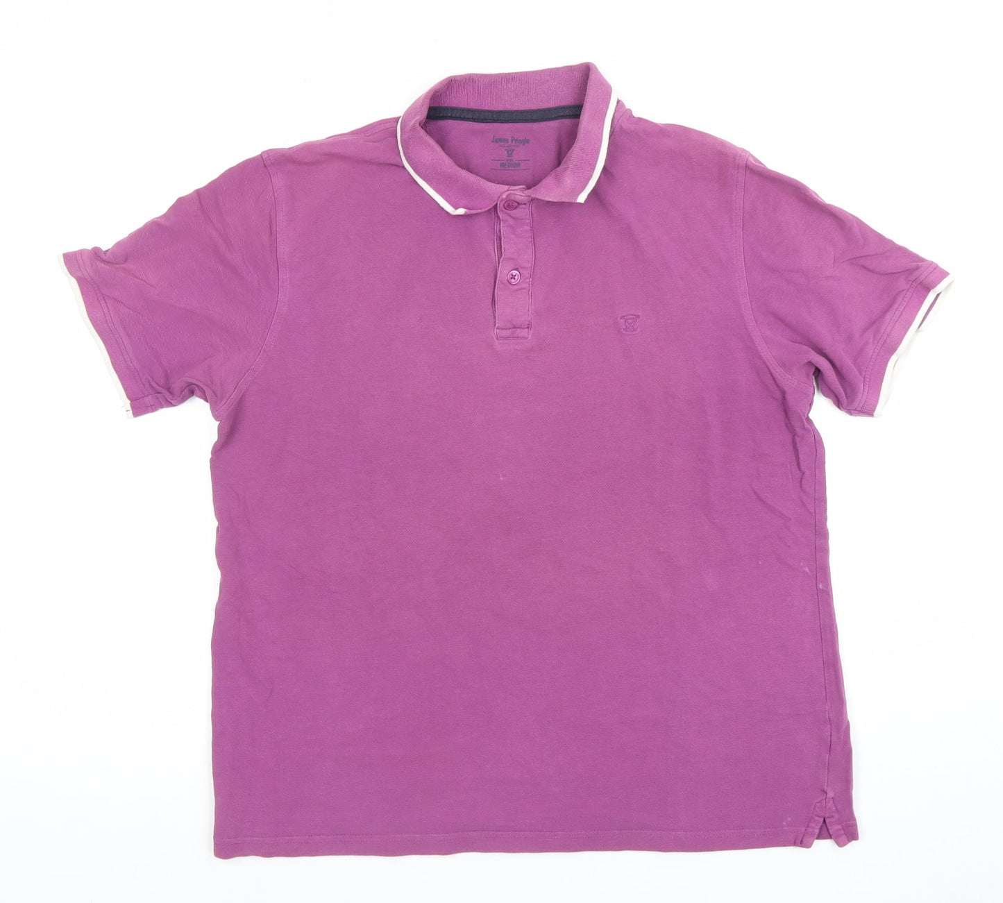 James Pringle Men’s Purple Cotton Polo Shirt Size M Short Sleeve