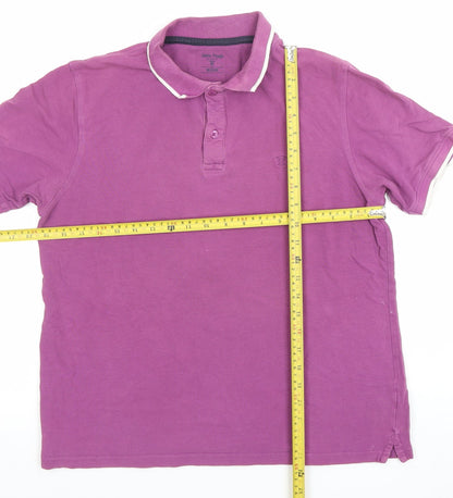 James Pringle Men’s Purple Cotton Polo Shirt Size M Short Sleeve