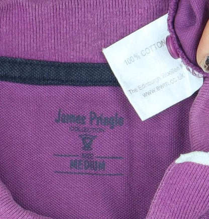 James Pringle Men’s Purple Cotton Polo Shirt Size M Short Sleeve