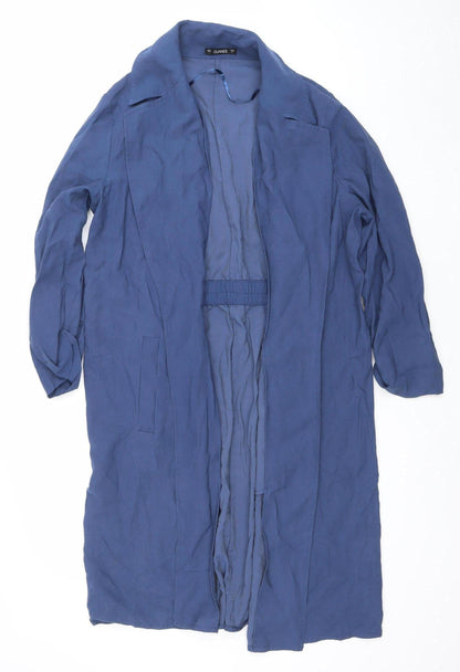 Dunnes Women’s Blue Long Coatigan L Lightweight Open Trench Style