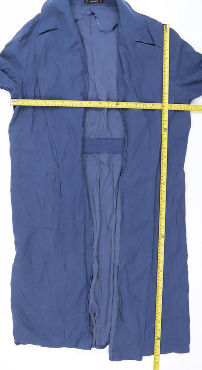 Dunnes Women’s Blue Long Coatigan L Lightweight Open Trench Style