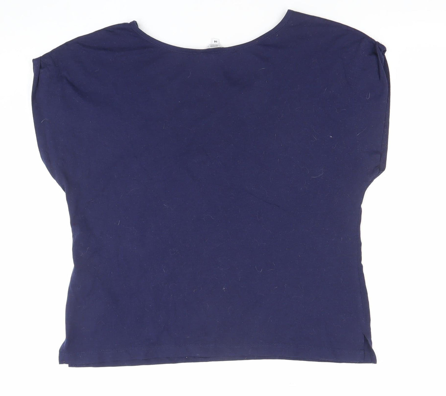 Womens UK Size 14 Look Blue Cropped T-Shirt