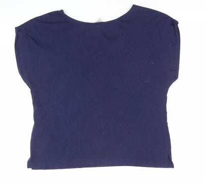 Womens UK Size 14 Look Blue Cropped T-Shirt