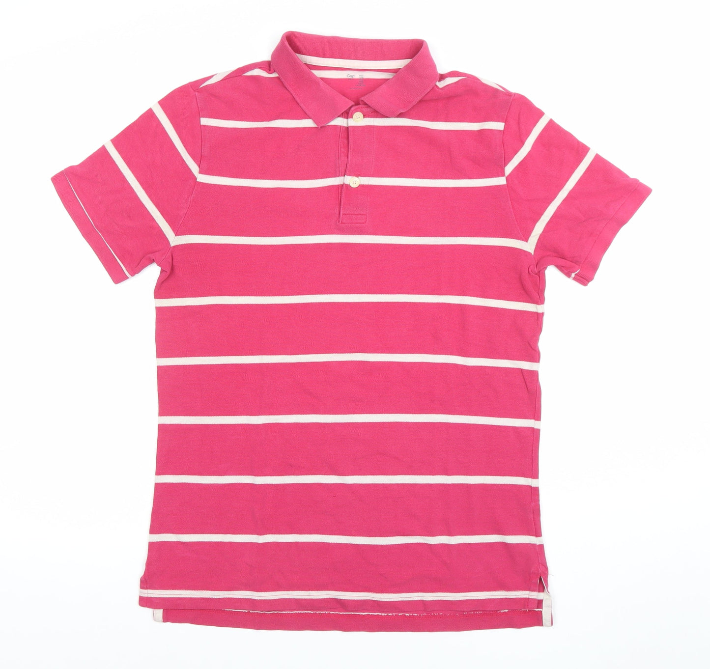 Gap Men’s Pink Striped Cotton Polo Shirt Size M