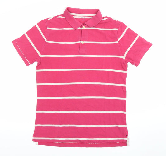 Gap Men’s Pink Striped Cotton Polo Shirt Size M