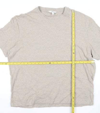 Marks and Spencer Men's Beige XL Crew Neck Cotton T-Shirt