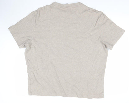 Marks and Spencer Men's Beige XL Crew Neck Cotton T-Shirt