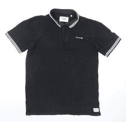 Firetrap London Men's Black Short Sleeve Cotton Polo Shirt Size S