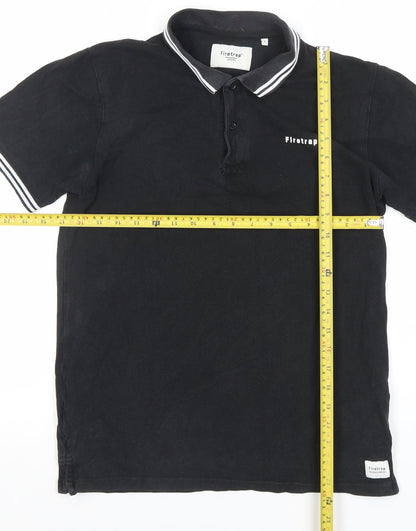 Firetrap London Men's Black Short Sleeve Cotton Polo Shirt Size S