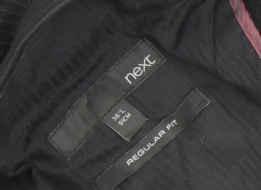 Next Men Black Regular Fit Pinstripe Dress Trousers 36L