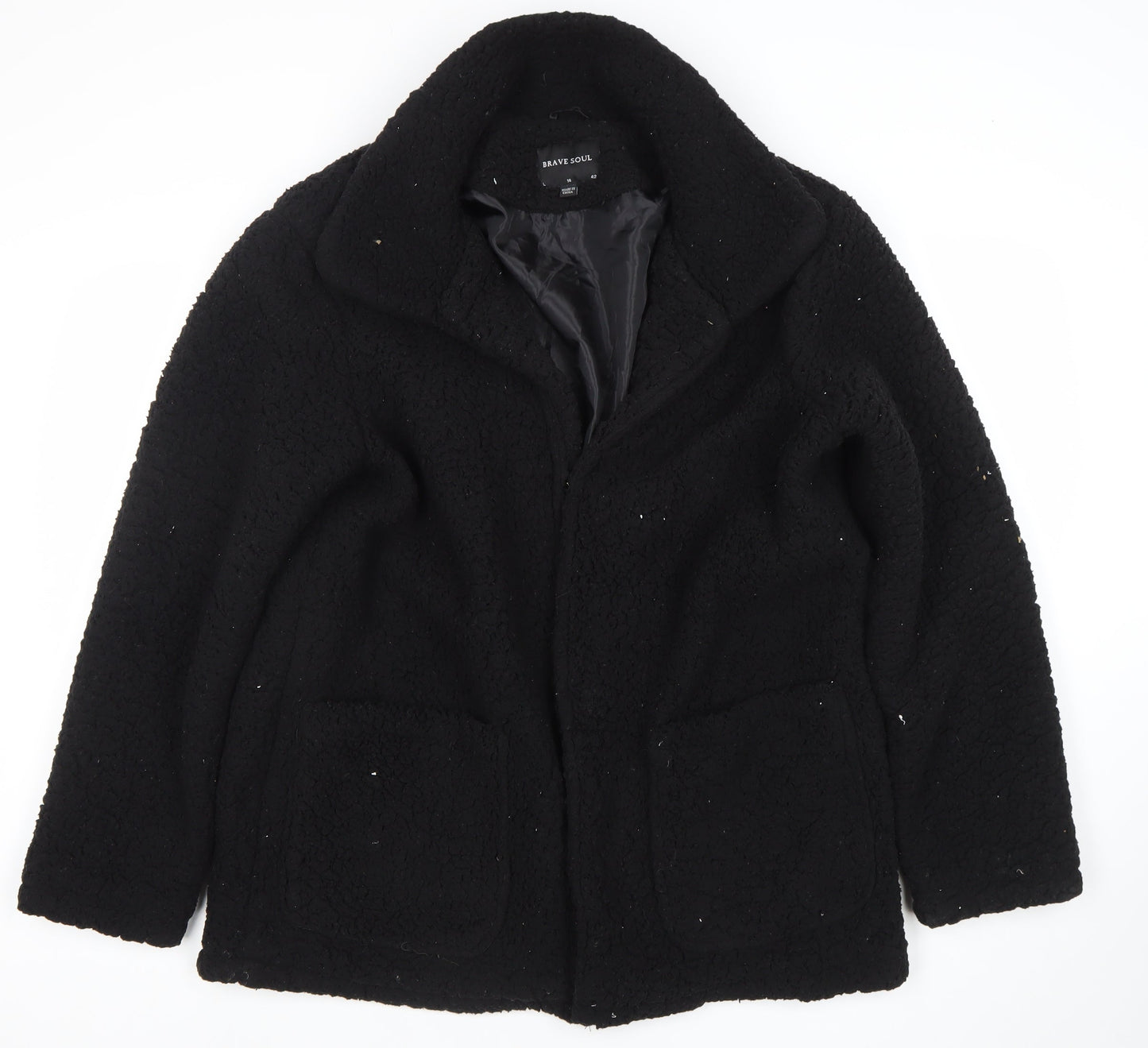 Womens UK Size 14 Brave Soul Black Overcoat