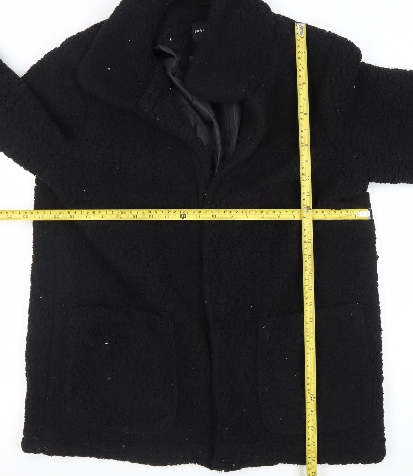 Womens UK Size 14 Brave Soul Black Overcoat