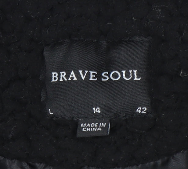 Womens UK Size 14 Brave Soul Black Overcoat